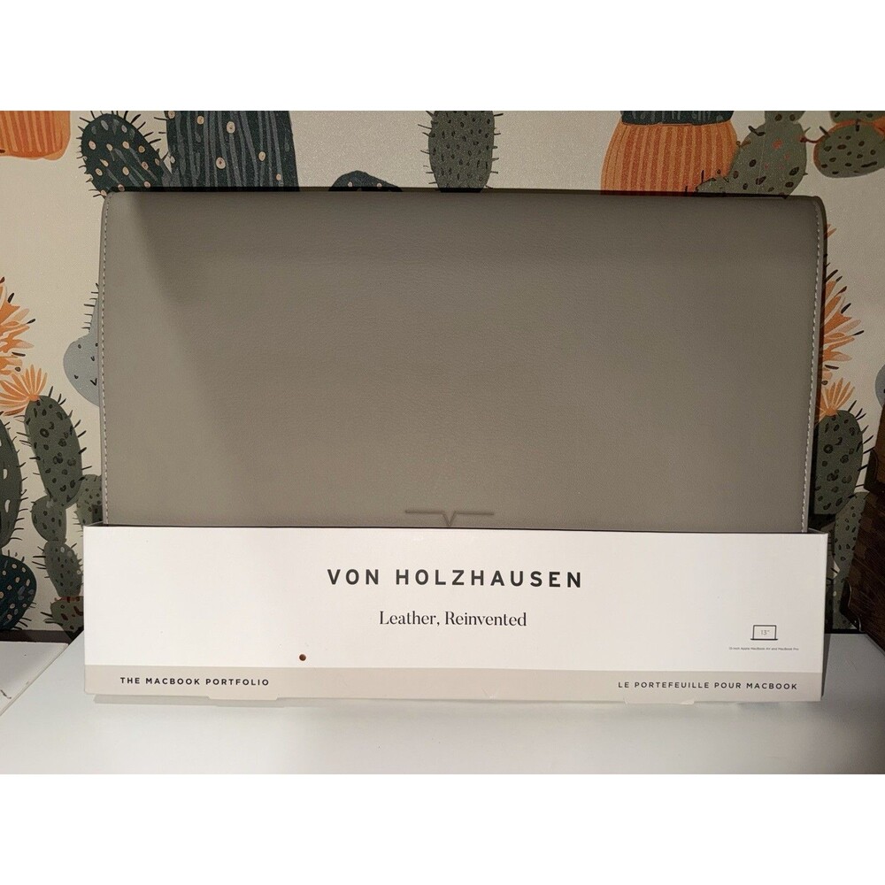 New Von Holzhausen MacBook Portfolio 13 in Vegan Leather Cover Stone Gray